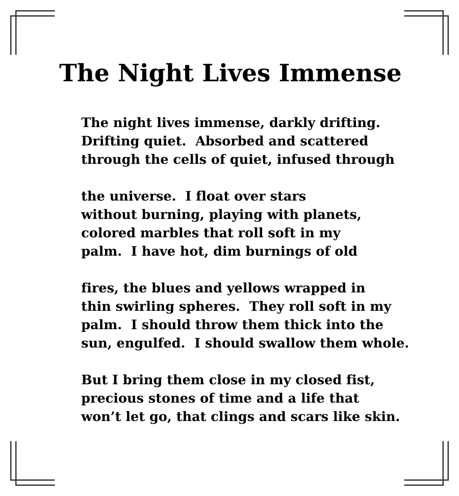 Poem The Night Lives Immense